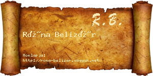 Róna Belizár névjegykártya